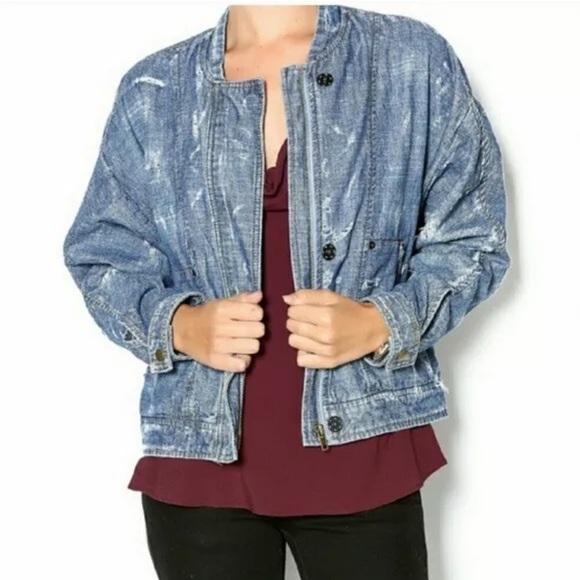 Free People Blue Cropped Jean Jacket - Picture 2 of 12